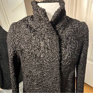 Vintage Rare Elegant Black Mongolian Lamb Jacket Silk Linning